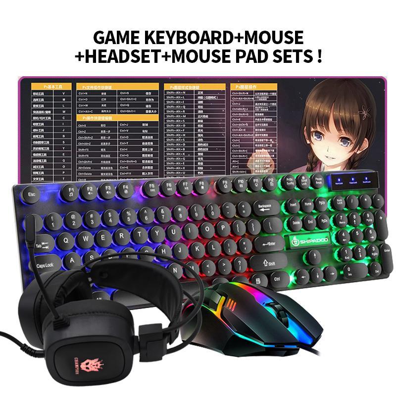 Gaming Keyboard Mouse Earphone Mouse Pad Set Keyboard Gaming Mouse