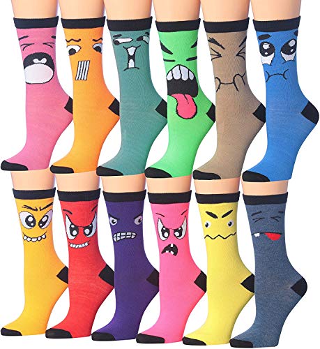 Tipi Toe 12 Pairs Colorful Patterned Crew Socks