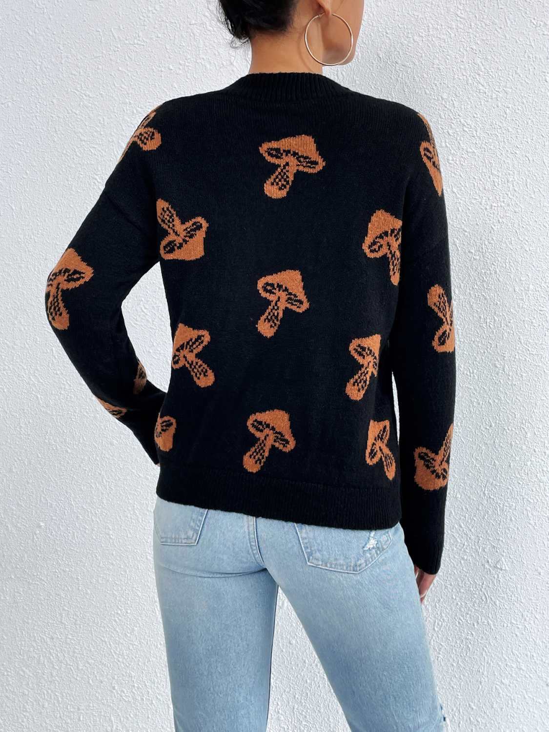 Patterned Drop Shoulder Sweater