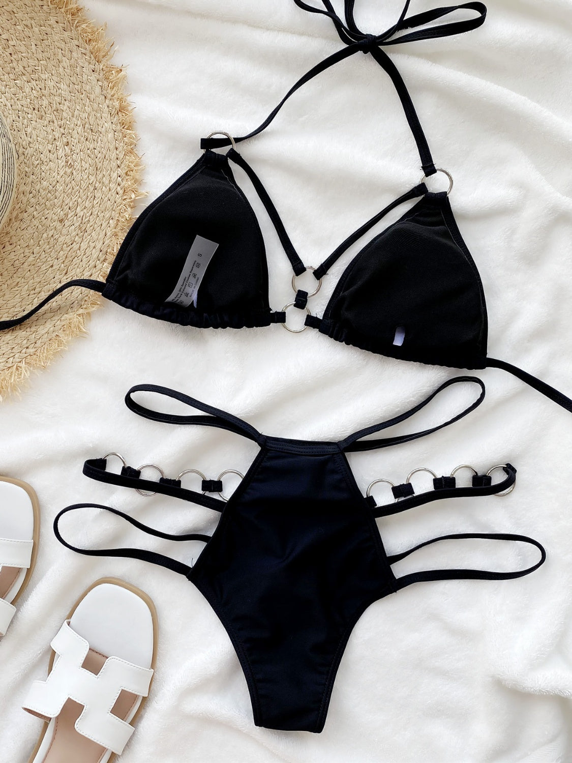 Cutout Halter Neck Two-Piece Bikini Set