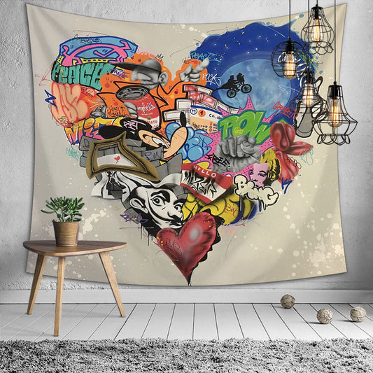 Anime Heart Tapestry, Wall Hanging, Art Tapestry, Bedroom Tapestry,