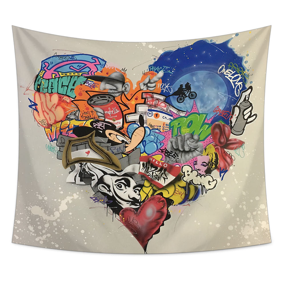 Anime Heart Tapestry, Wall Hanging, Art Tapestry, Bedroom Tapestry,