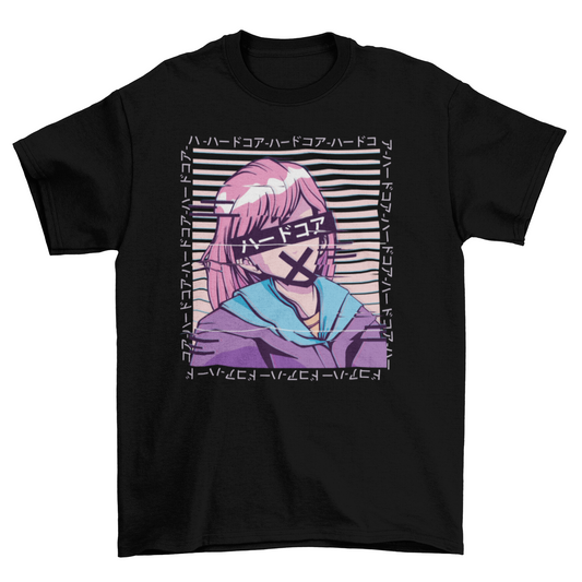 Glitch anime girl t-shirt