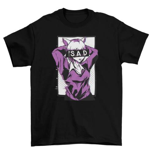 Anime sad girl t-shirt