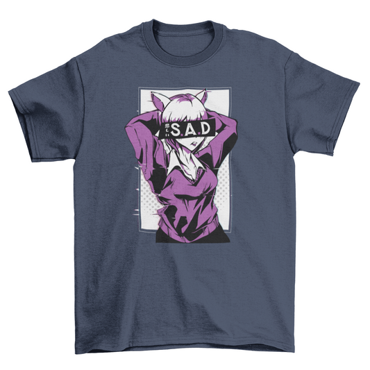 Anime sad girl t-shirt