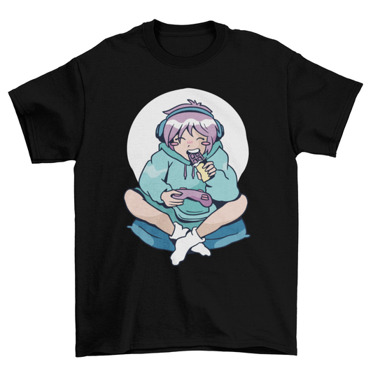 Gamer anime girl t-shirt