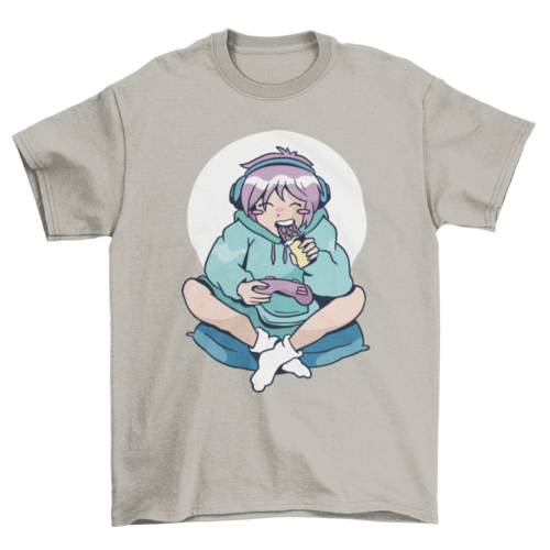 Gamer anime girl t-shirt