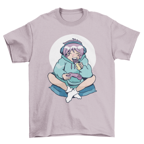 Gamer anime girl t-shirt