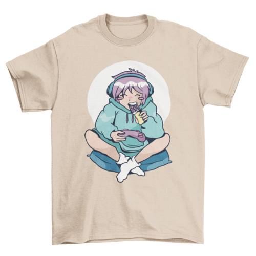 Gamer anime girl t-shirt