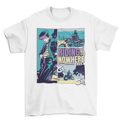 Riding nowhere anime t-shirt