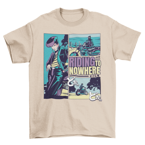 Riding nowhere anime t-shirt