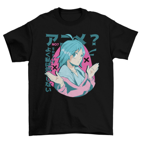 Blue-haired anime girl t-shirt