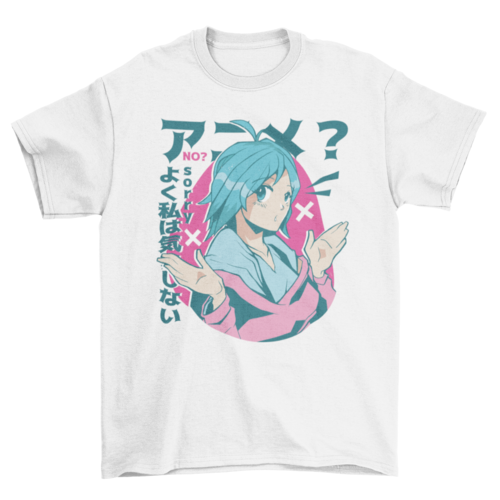 Blue-haired anime girl t-shirt