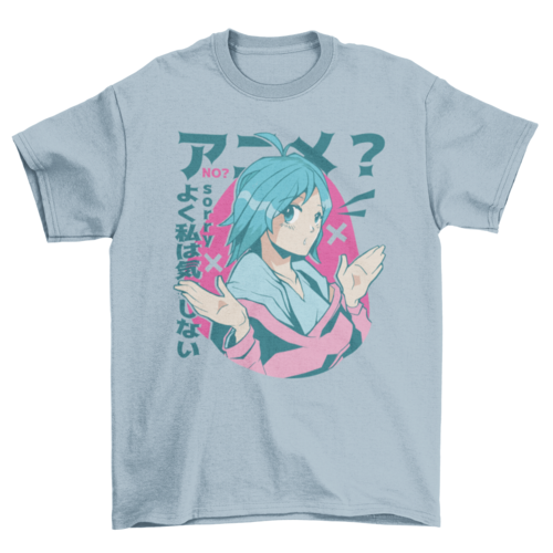 Blue-haired anime girl t-shirt