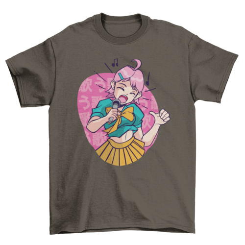 Anime girl singing t-shirt