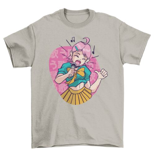 Anime girl singing t-shirt