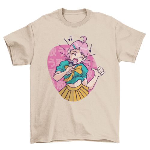 Anime girl singing t-shirt