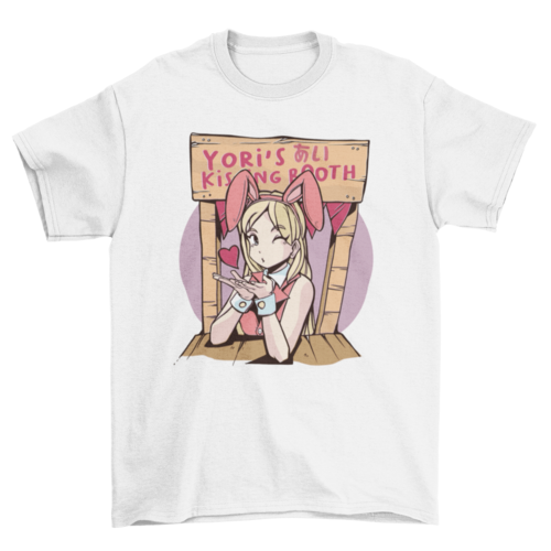 Anime girl kissing booth t-shirt