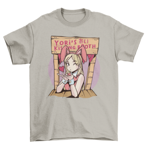 Anime girl kissing booth t-shirt