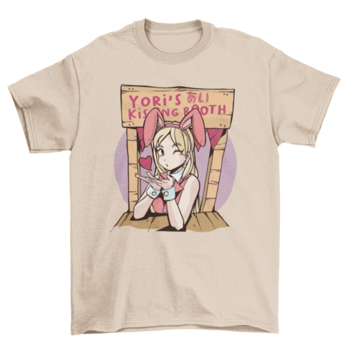 Anime girl kissing booth t-shirt