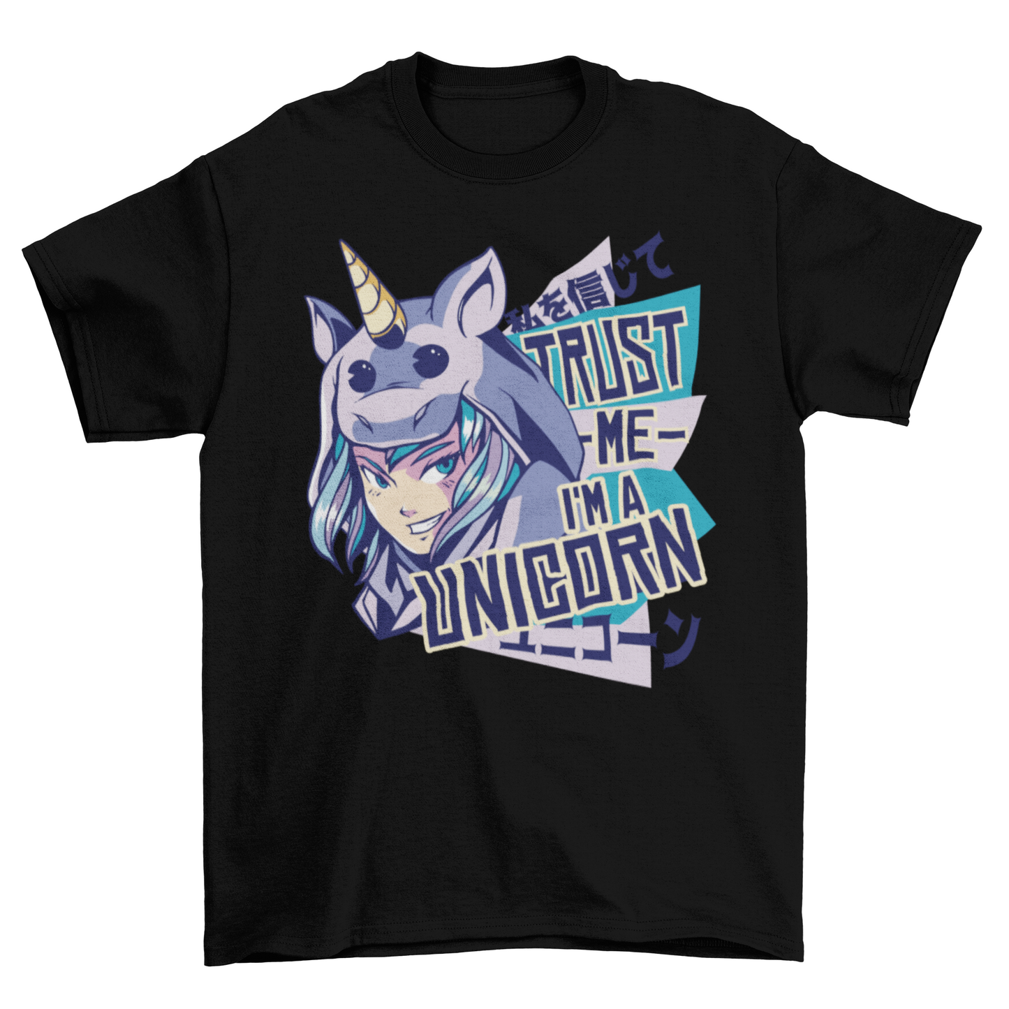 Anime girl in unicorn costume t-shirt