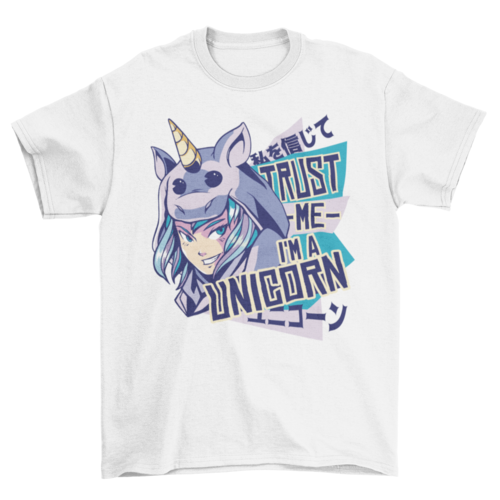 Anime girl in unicorn costume t-shirt