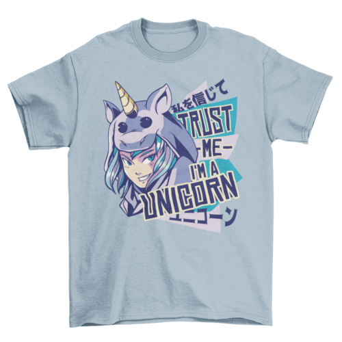 Anime girl in unicorn costume t-shirt