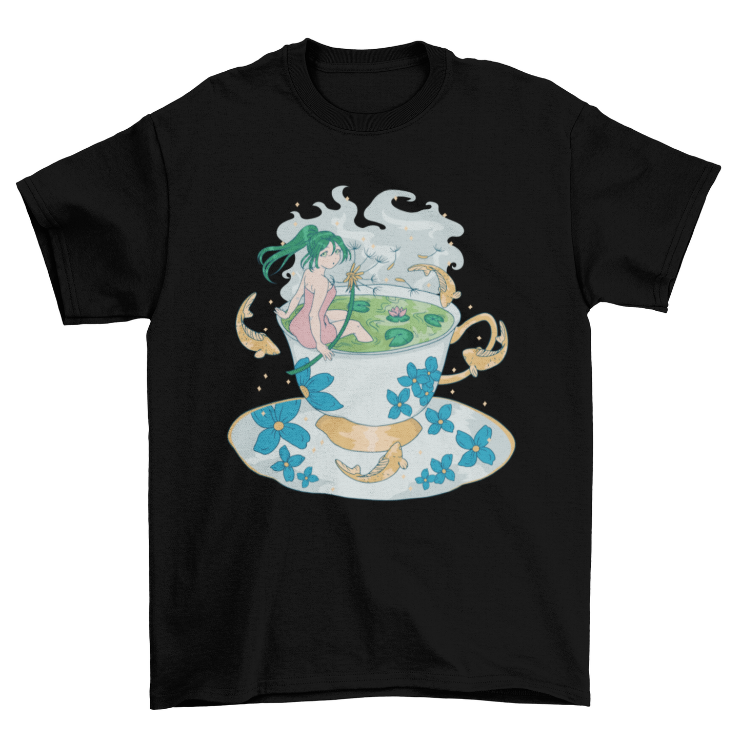 Anime girl in tea cup t-shirt