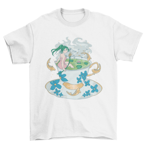 Anime girl in tea cup t-shirt