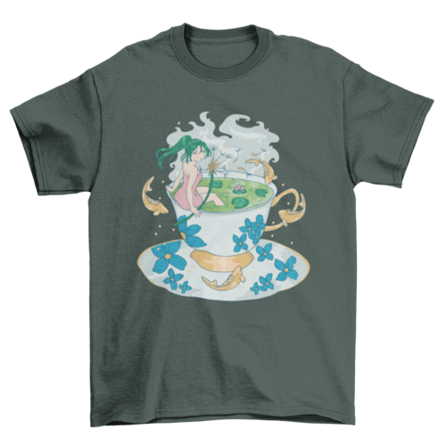 Anime girl in tea cup t-shirt