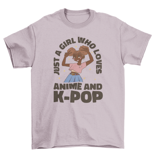 Anime and k-pop black girl t-shirt