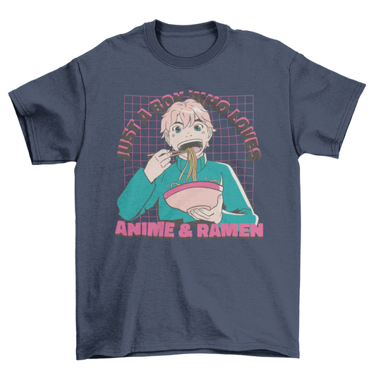 Weeb Otaku Anime boy eating ramen t-shirt