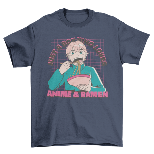 Weeb Otaku Anime boy eating ramen t-shirt