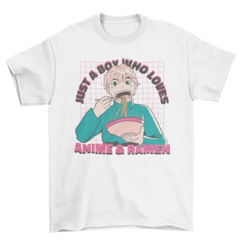 Weeb Otaku Anime boy eating ramen t-shirt