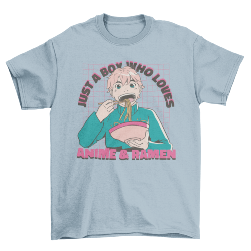 Weeb Otaku Anime boy eating ramen t-shirt