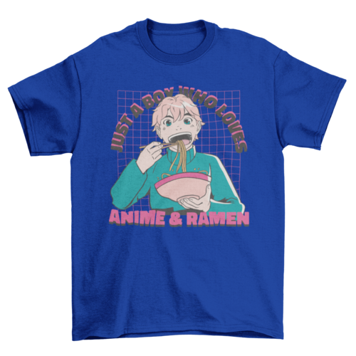 Weeb Otaku Anime boy eating ramen t-shirt