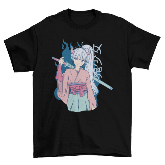 Anime girl with katana t-shirt