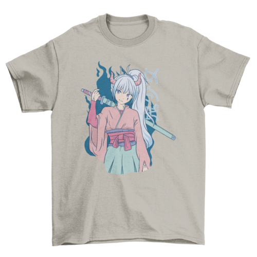 Anime girl with katana t-shirt