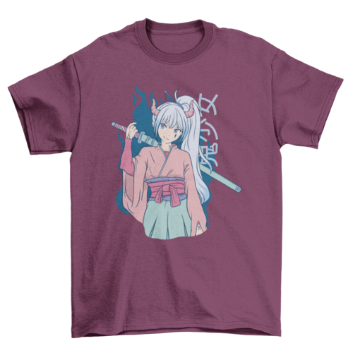 Anime girl with katana t-shirt