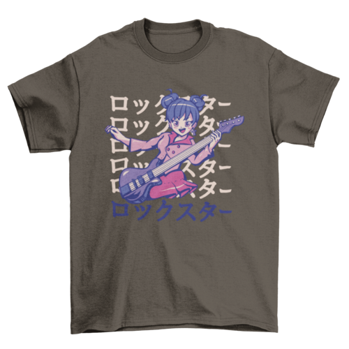 Bass anime girl music t-shirt design