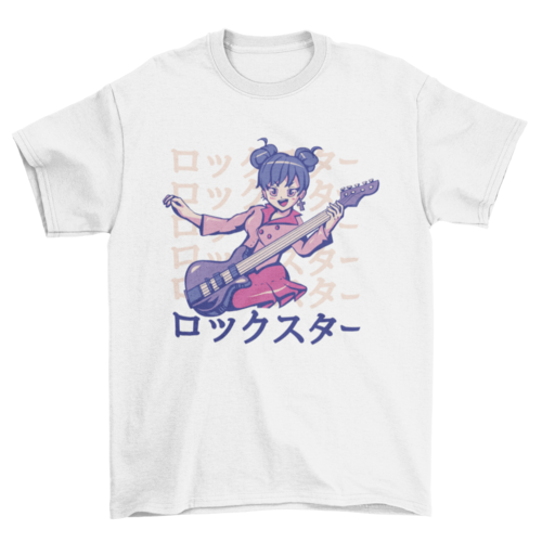 Bass anime girl music t-shirt design