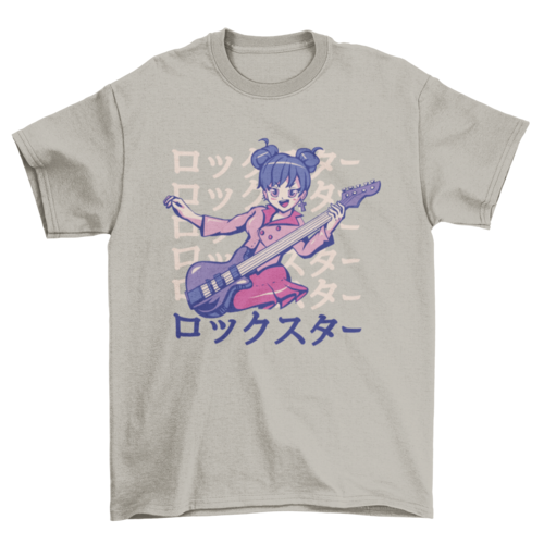 Bass anime girl music t-shirt design