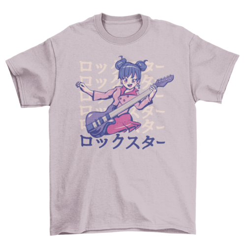 Rockstar anime girl guitar t-shirt