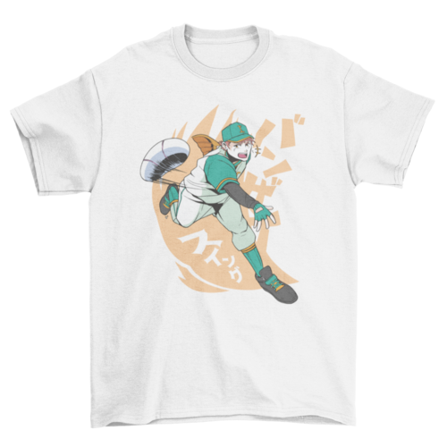 Baseball player anime t-shirt