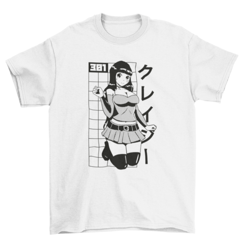 Cute girl anime posing t-shirt design