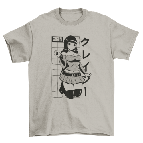 Cute girl anime posing t-shirt design