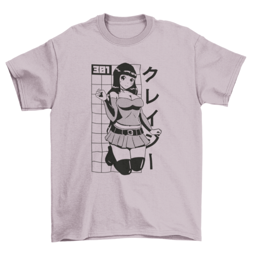 Cute girl anime posing t-shirt design