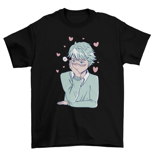 Cute anime boy in love t-shirt