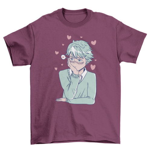 Cute anime boy in love t-shirt