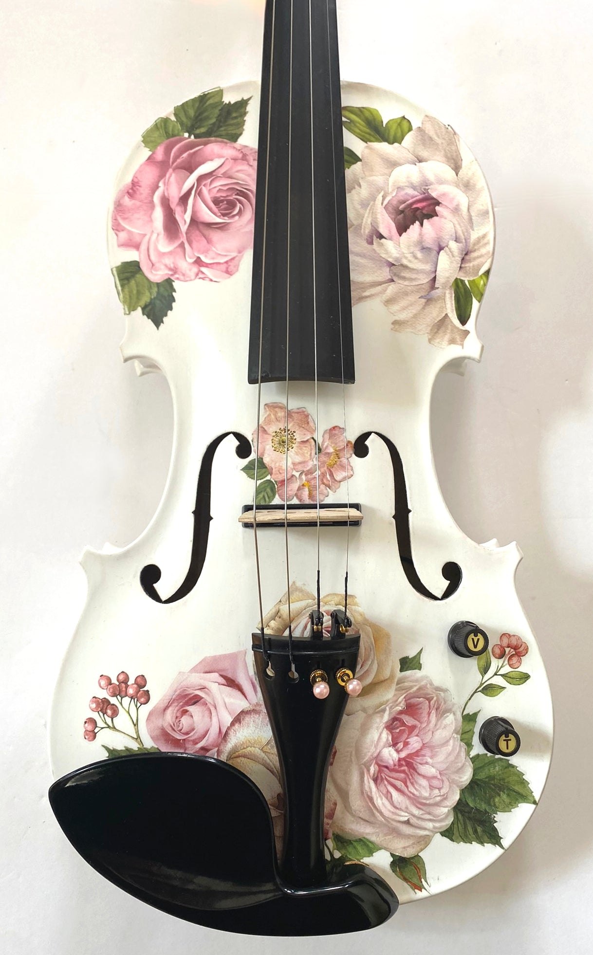 Rose Delight Electric Acoustic Violin Outfit w Matching Carbon Fiber